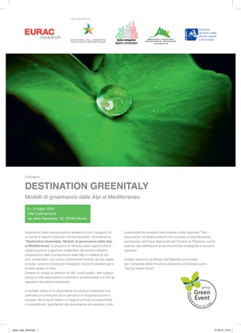 Partecipazione Convegno “Destination GreenItaly”